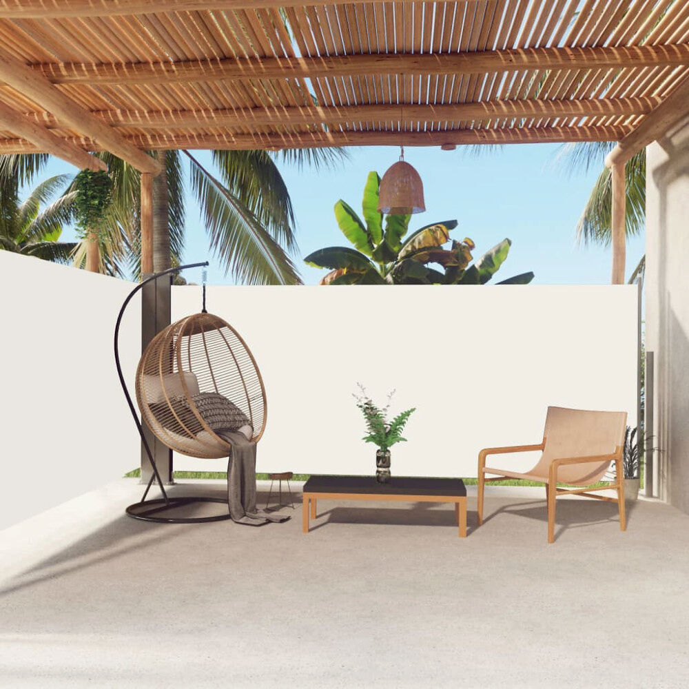 vidaXL Infällbar sidomarkis gräddvit 160x600 cm