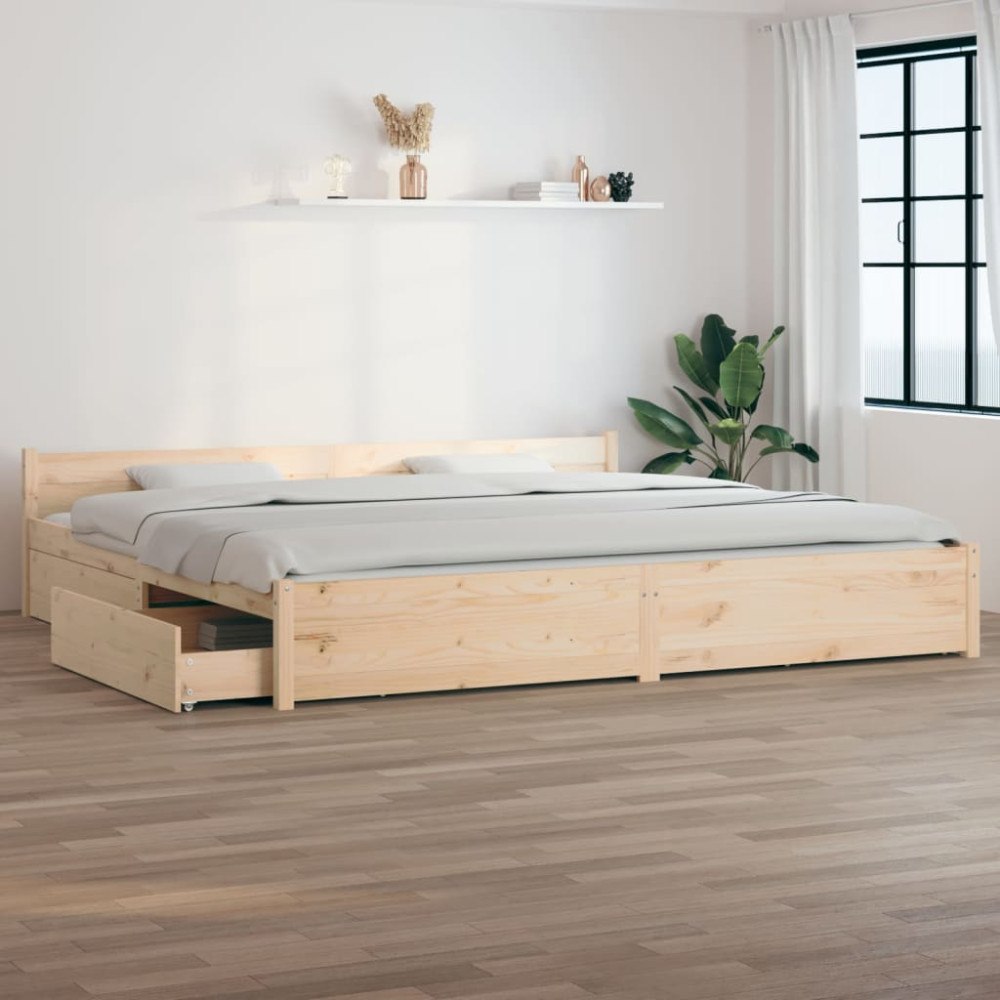 vidaXL Sängram med lådor honungsbrun 200x200 cm