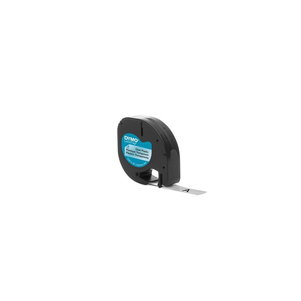 DYMO Tape LetraTag plast 12mm svart på klar