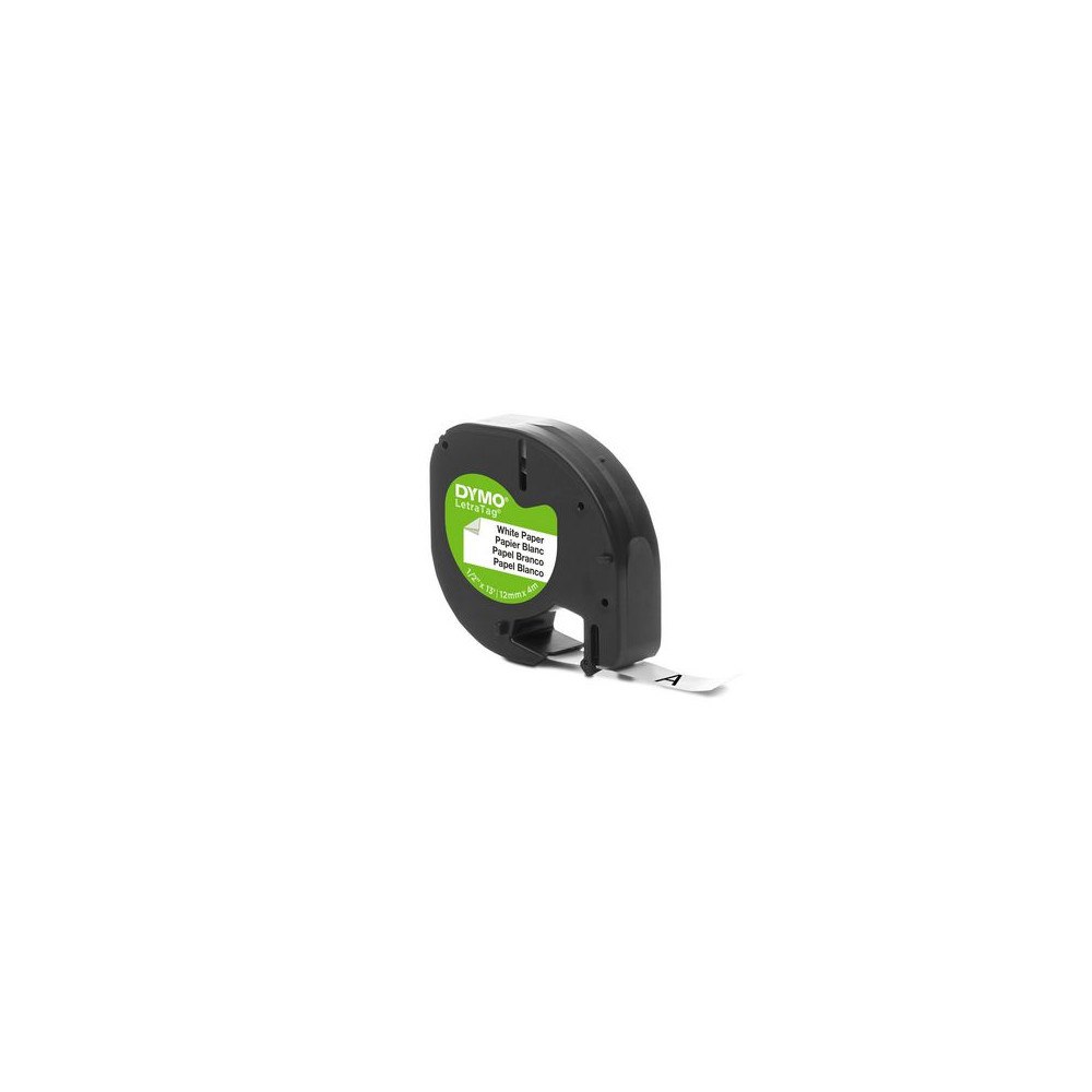 DYMO Tape LetraTag papper 12mm svart på vit