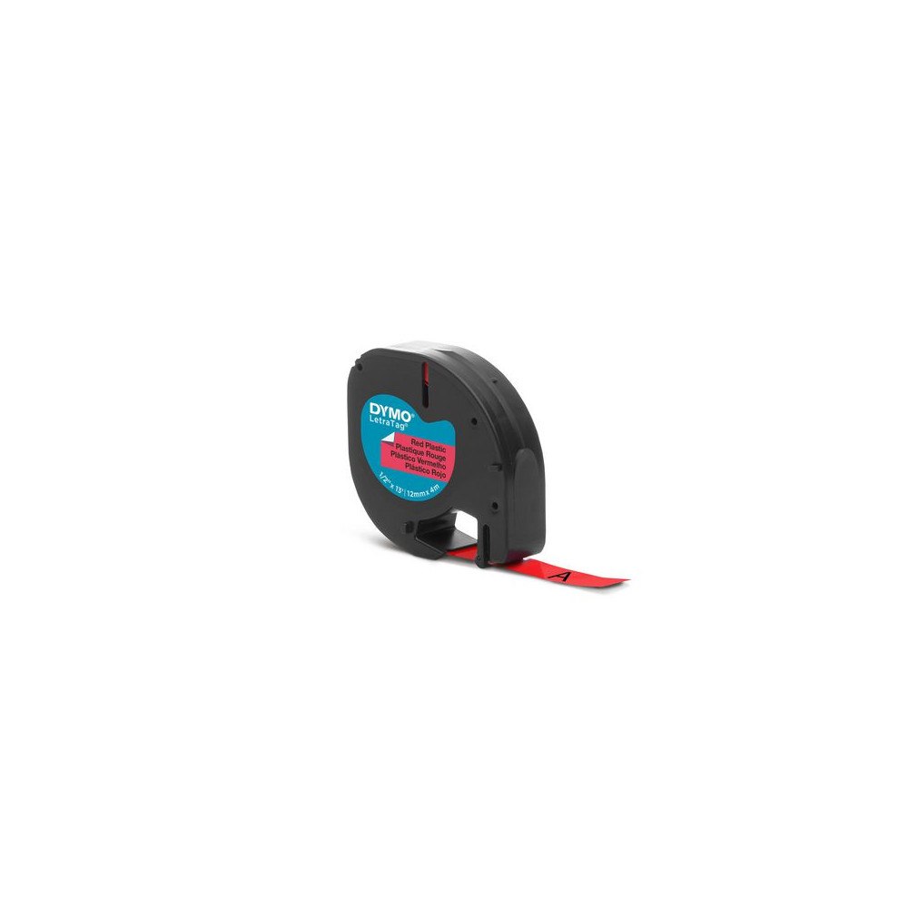 DYMO Tape LetraTag plast 12mm svart på röd