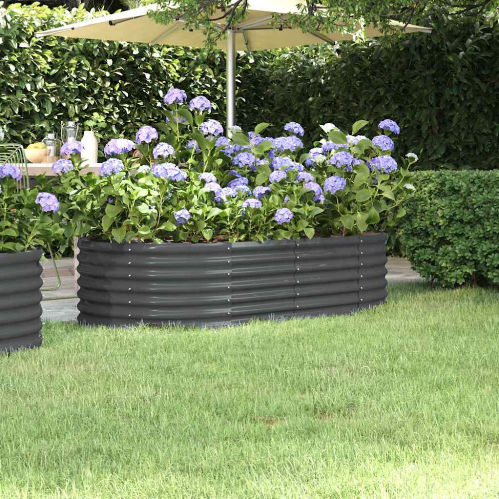 vidaXL Odlingslåda galvaniserat stål 152x80x36 cm antracit