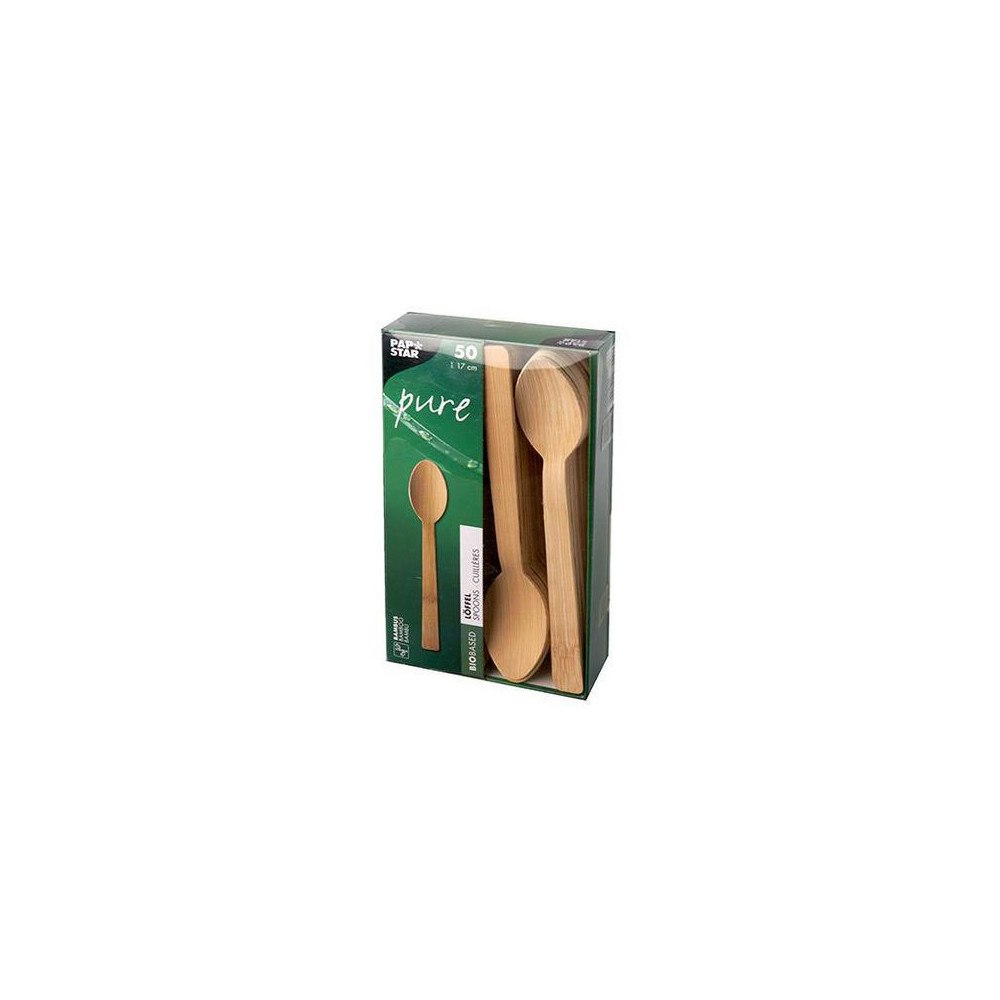 PAPSTAR Bestick Sked PURE bambu 17cm 50/fp
