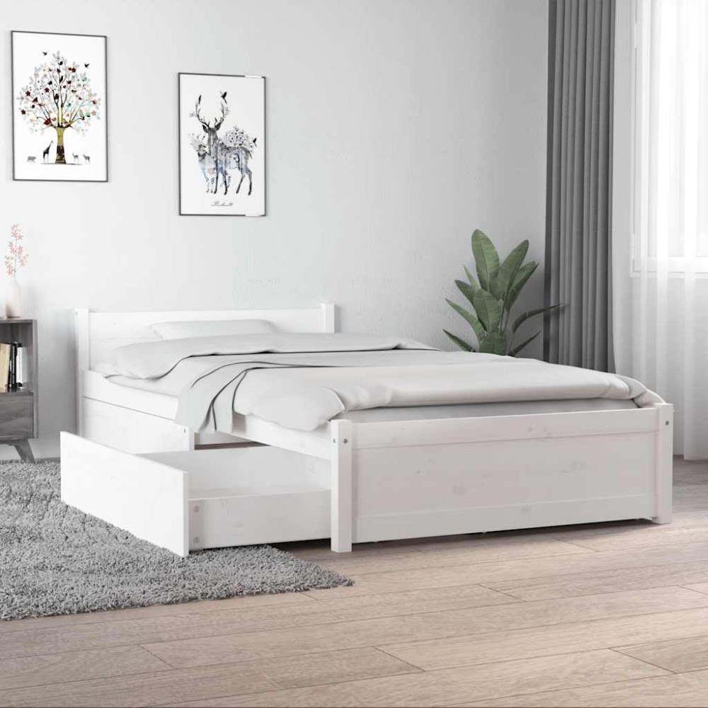 vidaXL Sängram med lådor vit 90x190 cm