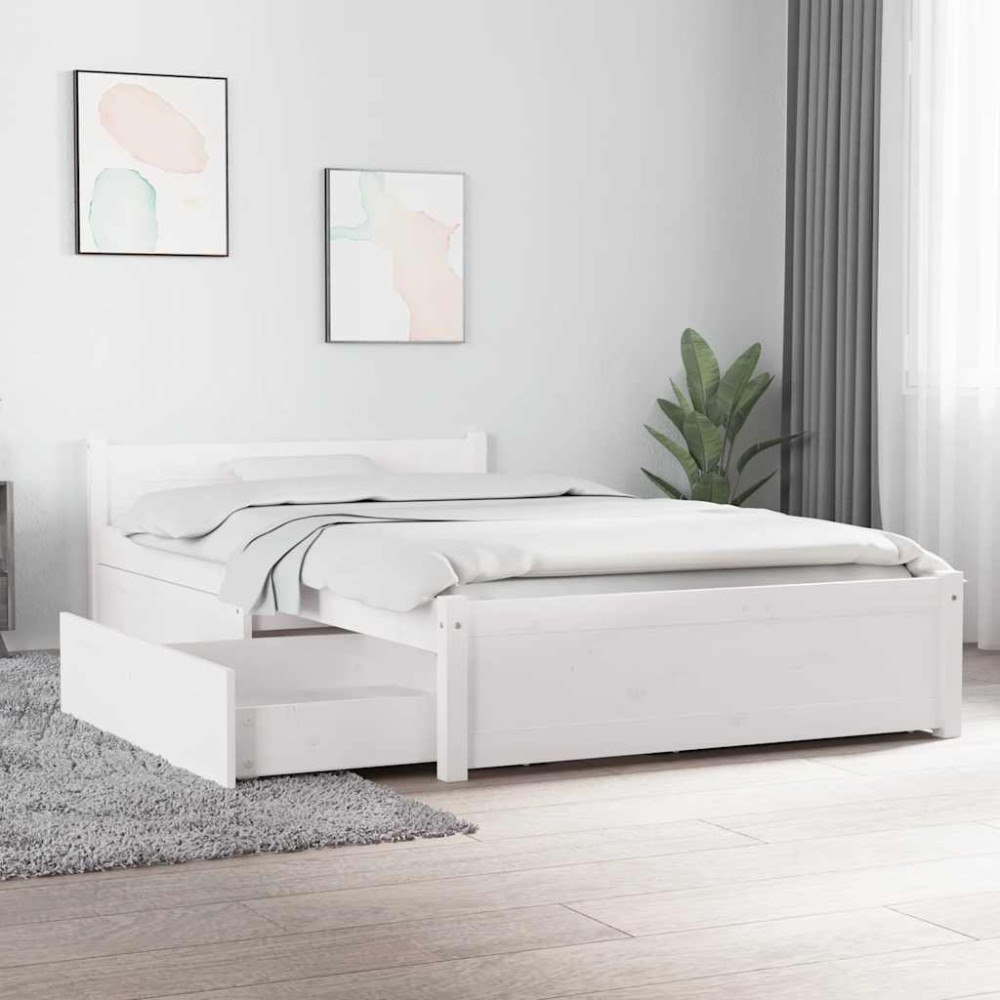 vidaXL Sängram med lådor vit 90x200 cm