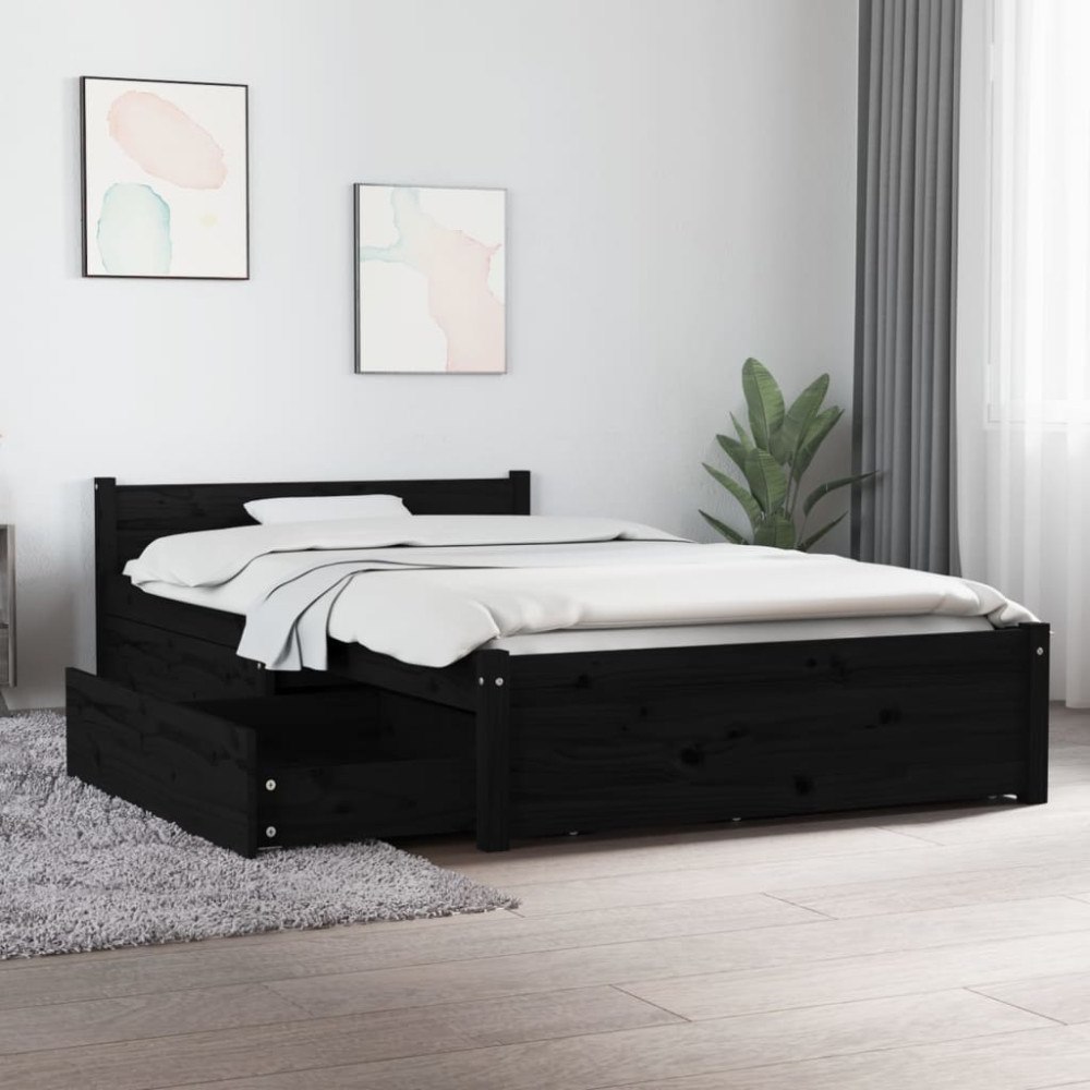 vidaXL Sängram med lådor svart 90x200 cm
