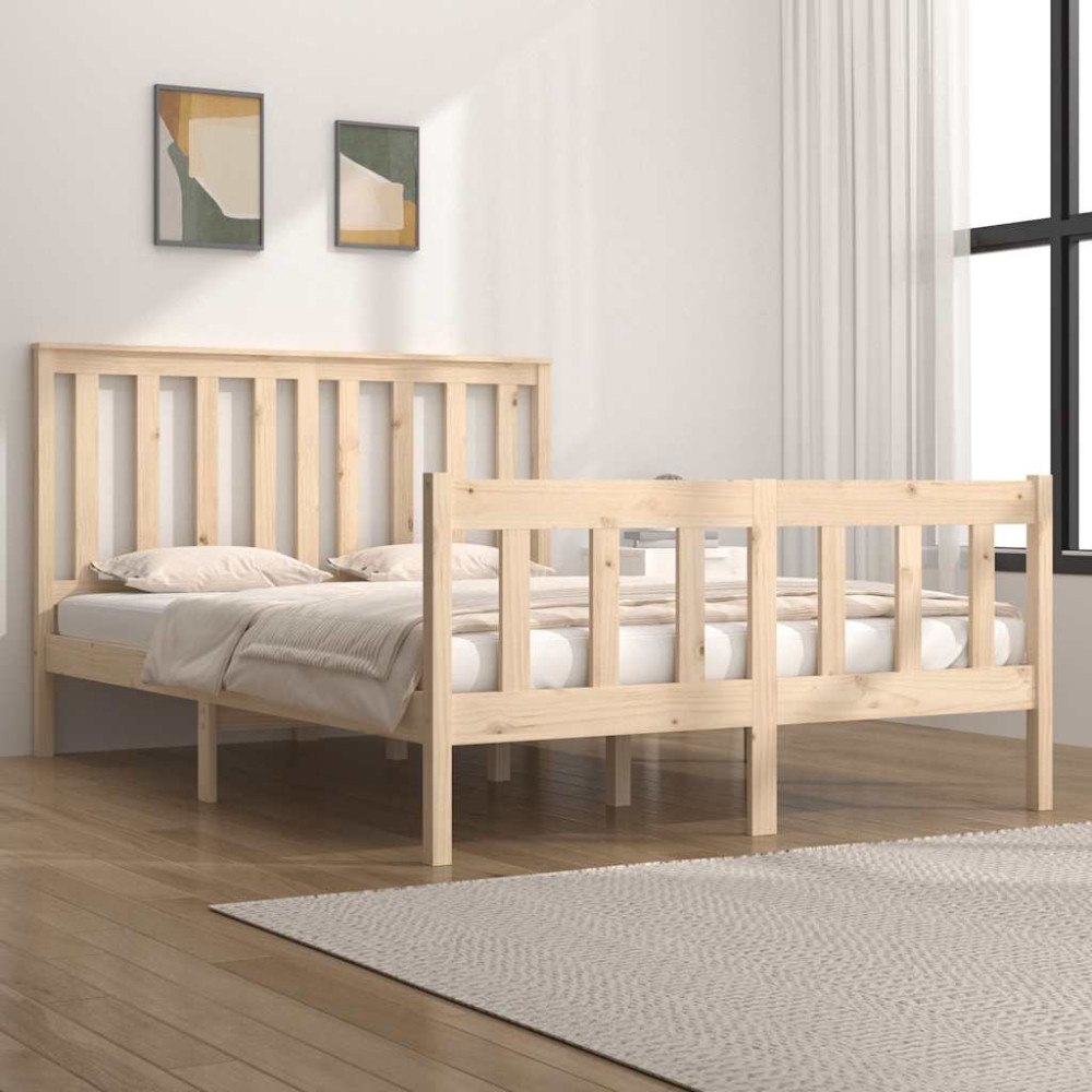 vidaXL Sängram massiv furu 120x190 cm