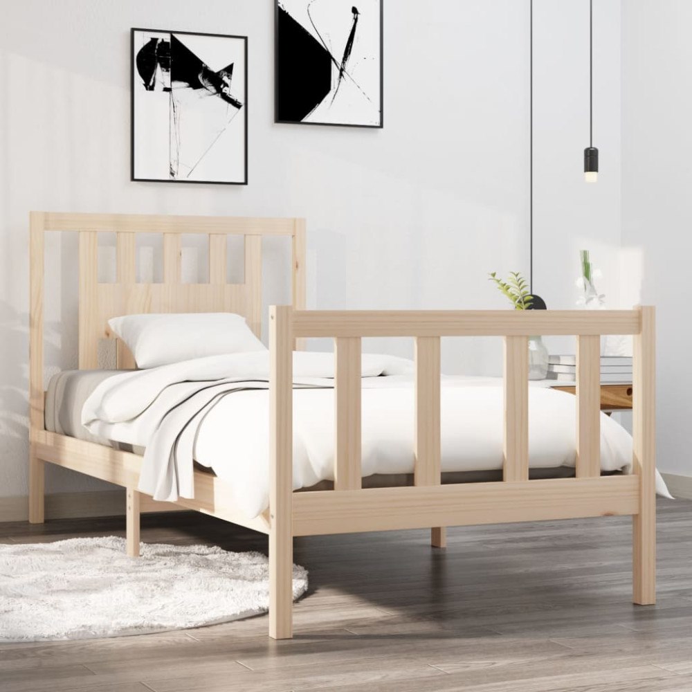 vidaXL Sängram massivt trä 90x190 cm