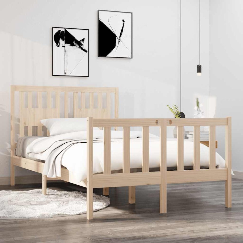 vidaXL Sängram massivt trä 120x190 cm