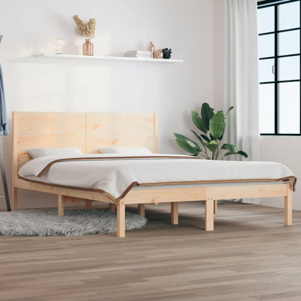 vidaXL Sängram massivt trä 135x190 cm