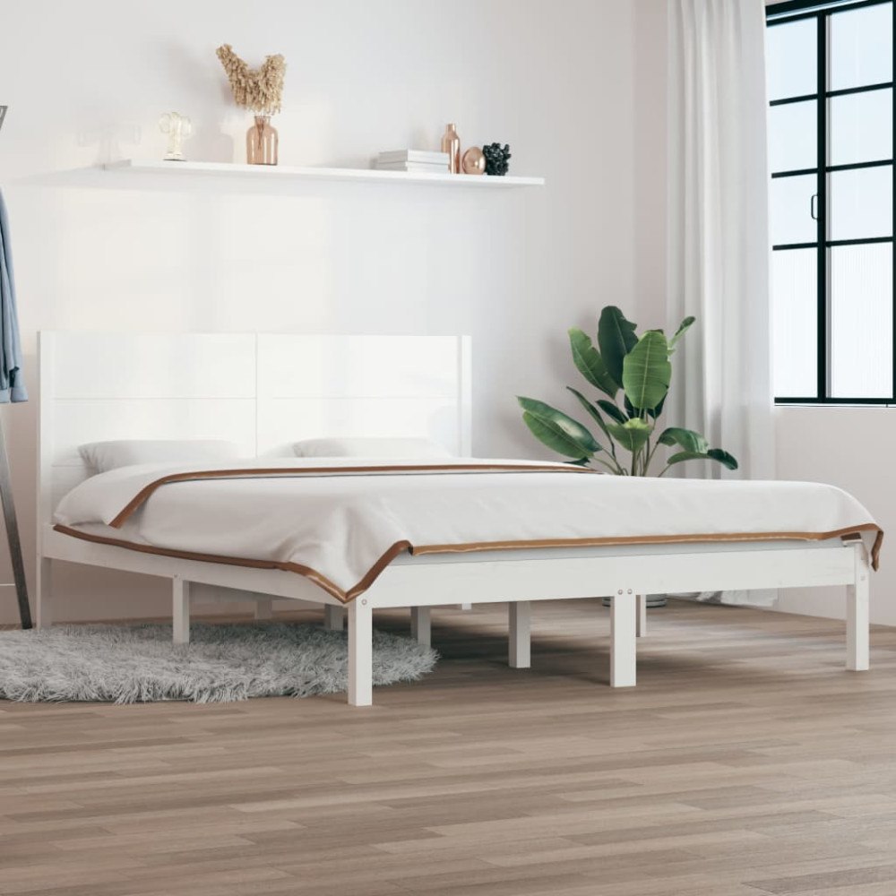 vidaXL Sängram utan madrass vit 140x190 cm massiv furu