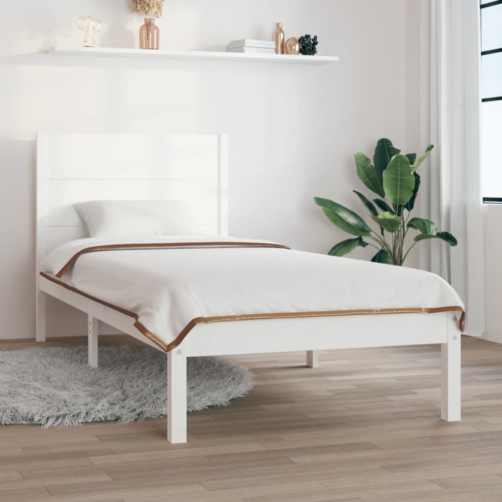 vidaXL Sängram utan madrass vit 100x200 cm massiv furu