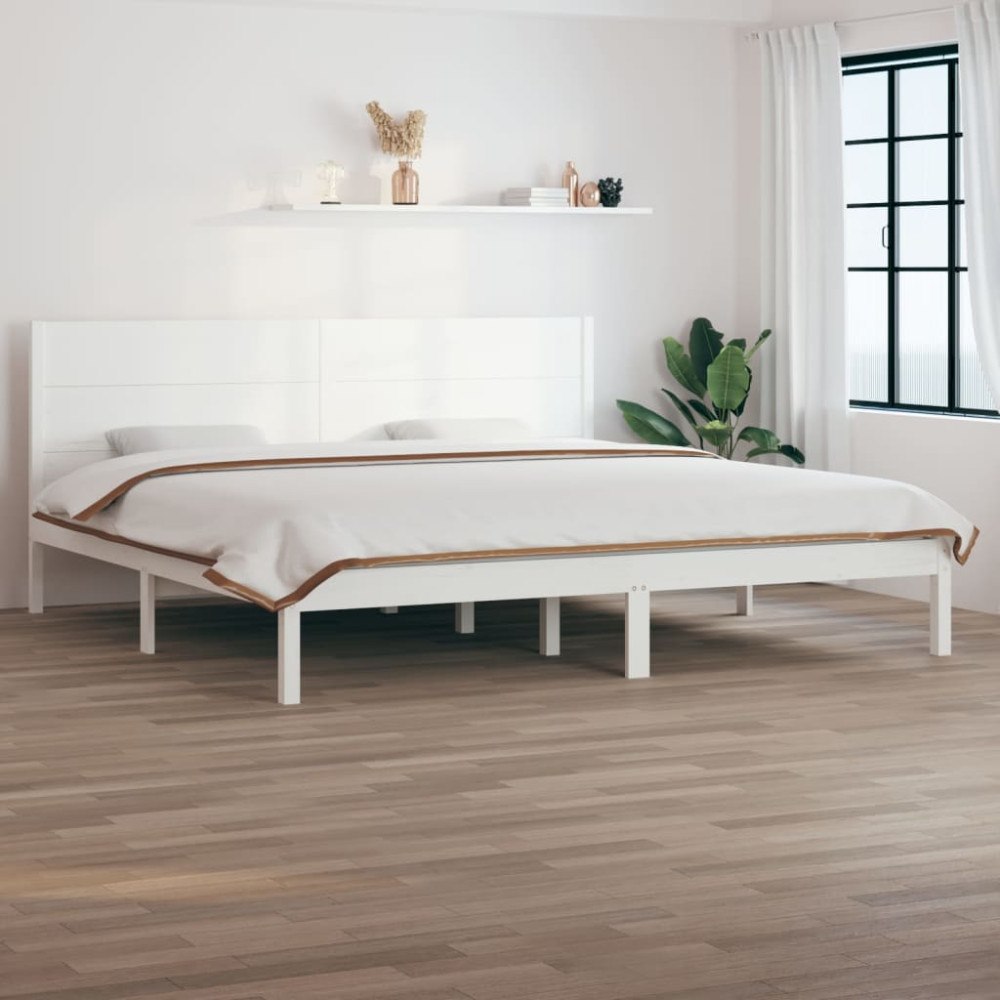 vidaXL Sängram utan madrass vit 200x200 cm massiv furu