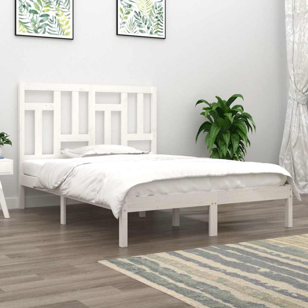 vidaXL Sängram utan madrass vit 140x190 cm massiv furu