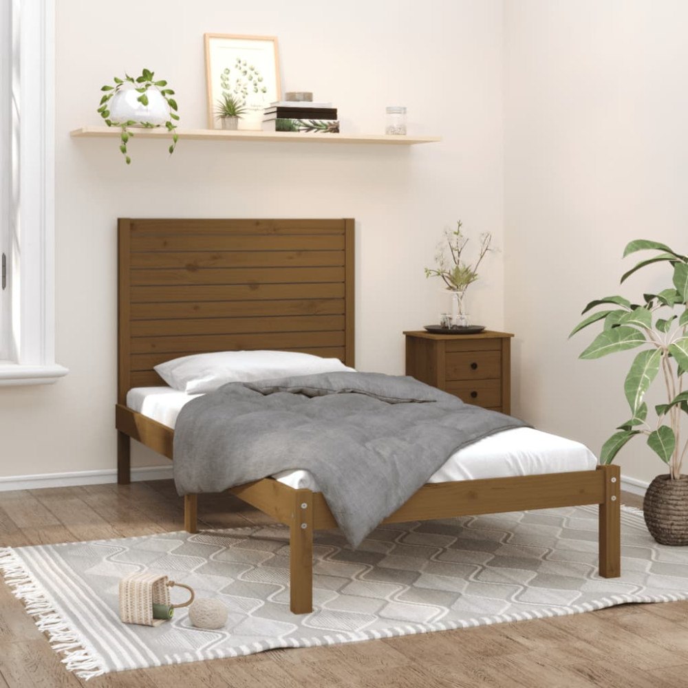 vidaXL Sängram honungsbrun massivt trä 100x200 cm