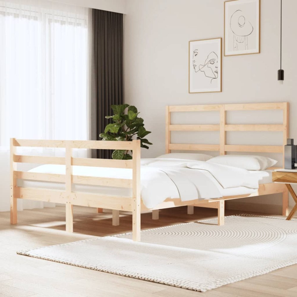 vidaXL Sängram massiv furu 120x190 cm
