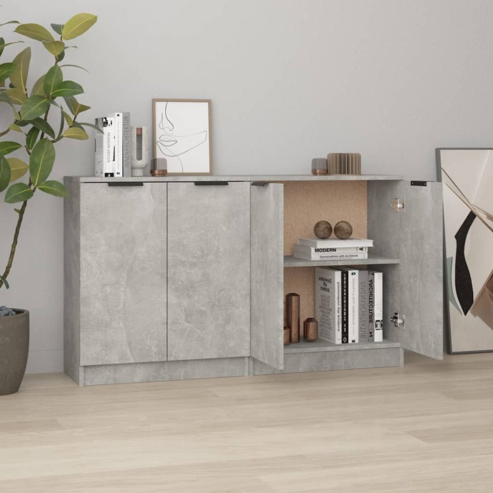 vidaXL Skänk 2 st betonggrå 60x30x70 cm konstruerat trä