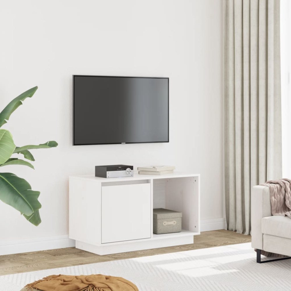 vidaXL Tv-bänk vit 74x35x44 cm massiv furu