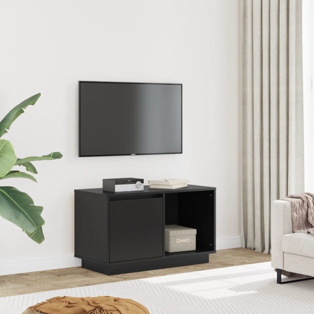 vidaXL Tv-bänk svart 74x35x44 cm massiv furu