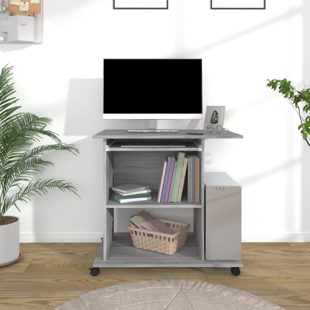 vidaXL Datorbord grå sonoma-ek 80x50x75 cm konstruerat trä