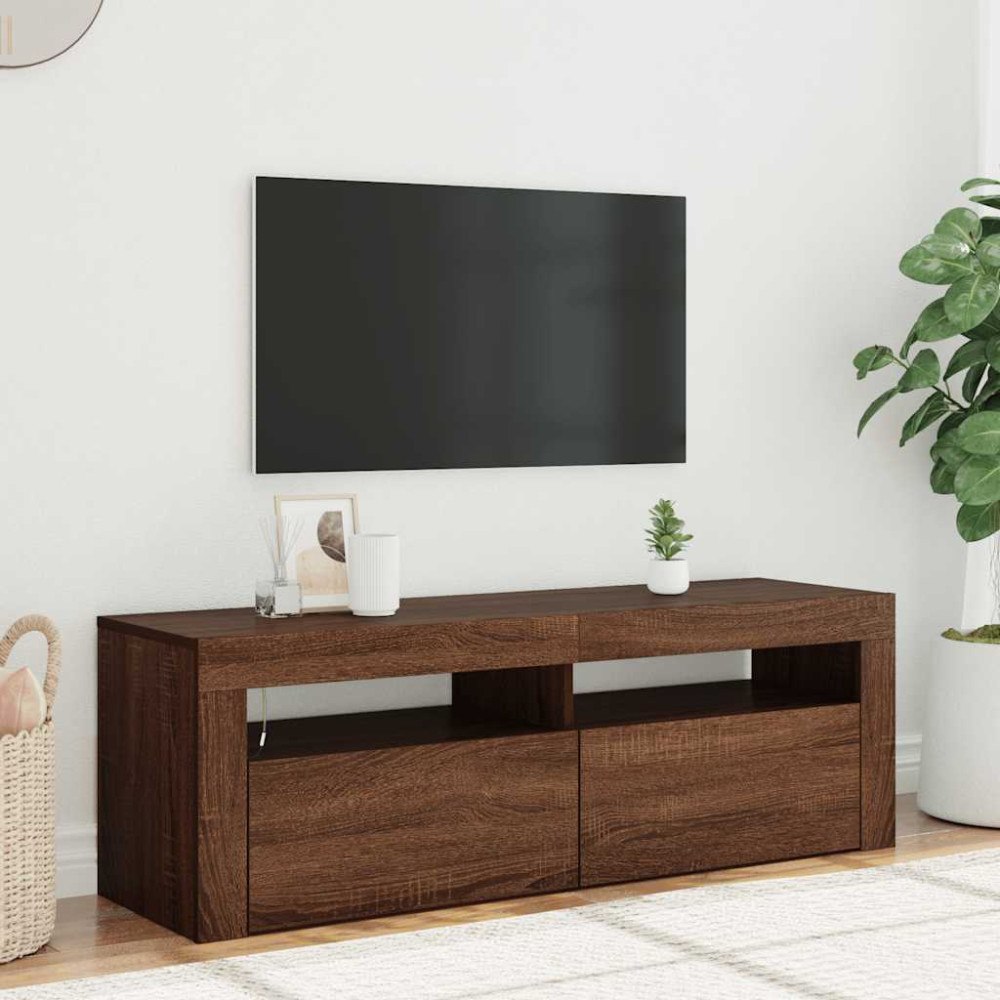 vidaXL Tv-bänk med LED-belysning brun ek 120x35x40 cm