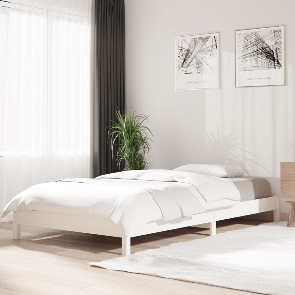 vidaXL Stapelbar säng vit 90x190 cm massivt furuträ