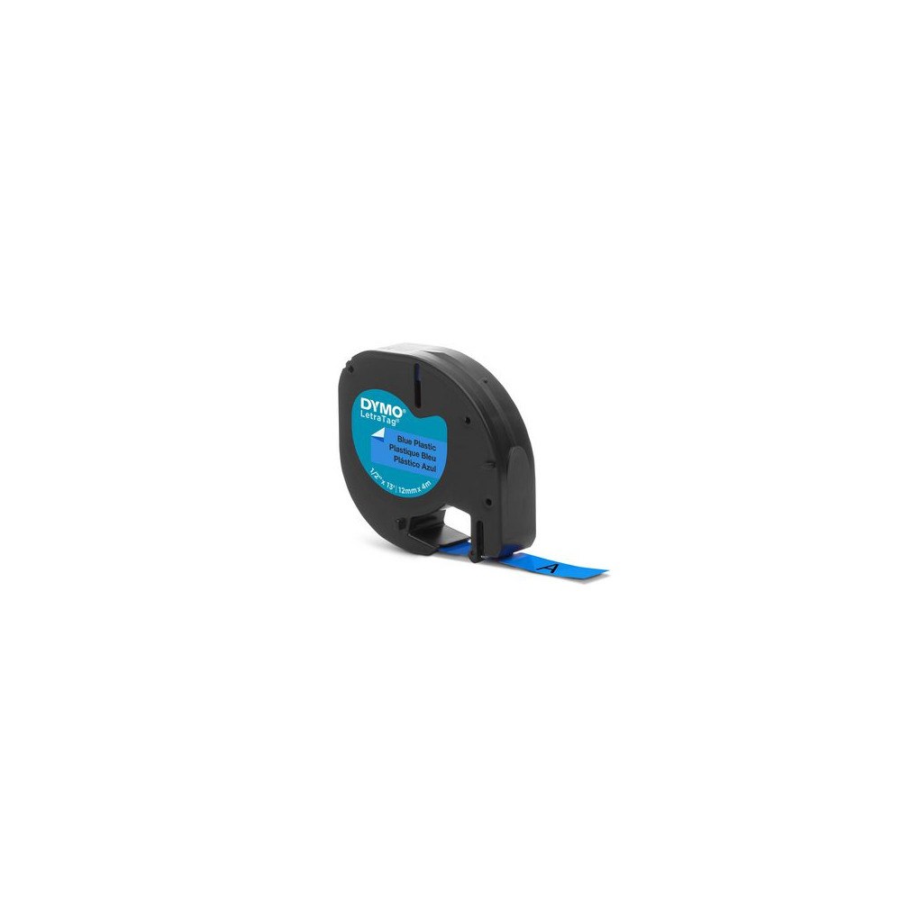 DYMO Tape LetraTag plast 12mm svart på blå