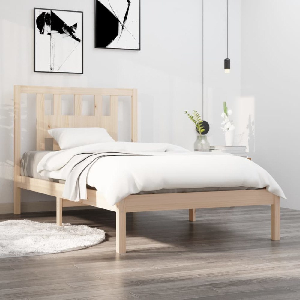 vidaXL Sängram massiv furu 90x200 cm