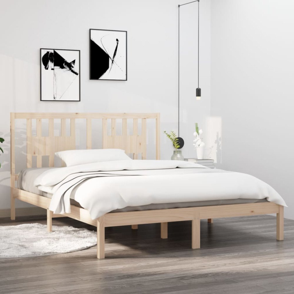 vidaXL Sängram massiv furu 160x200 cm
