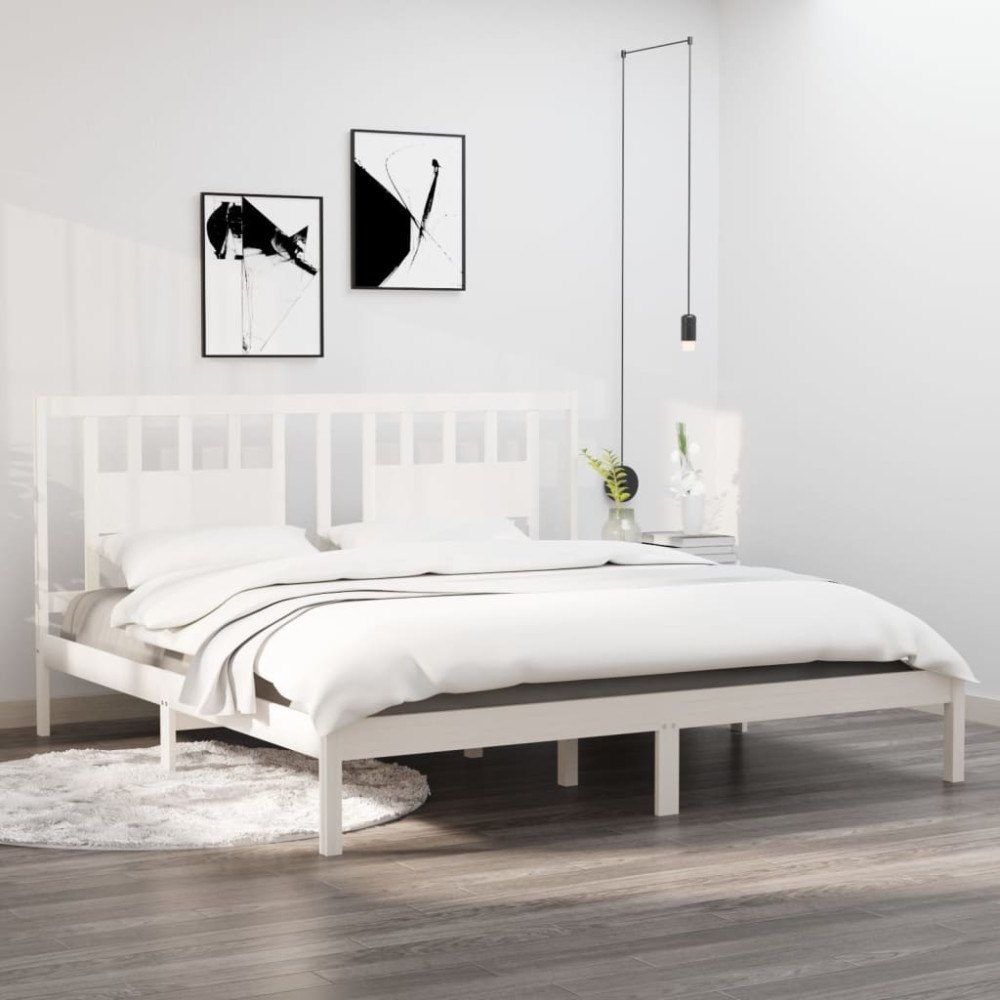 vidaXL Sängram vit massivt trä 180x200 cm