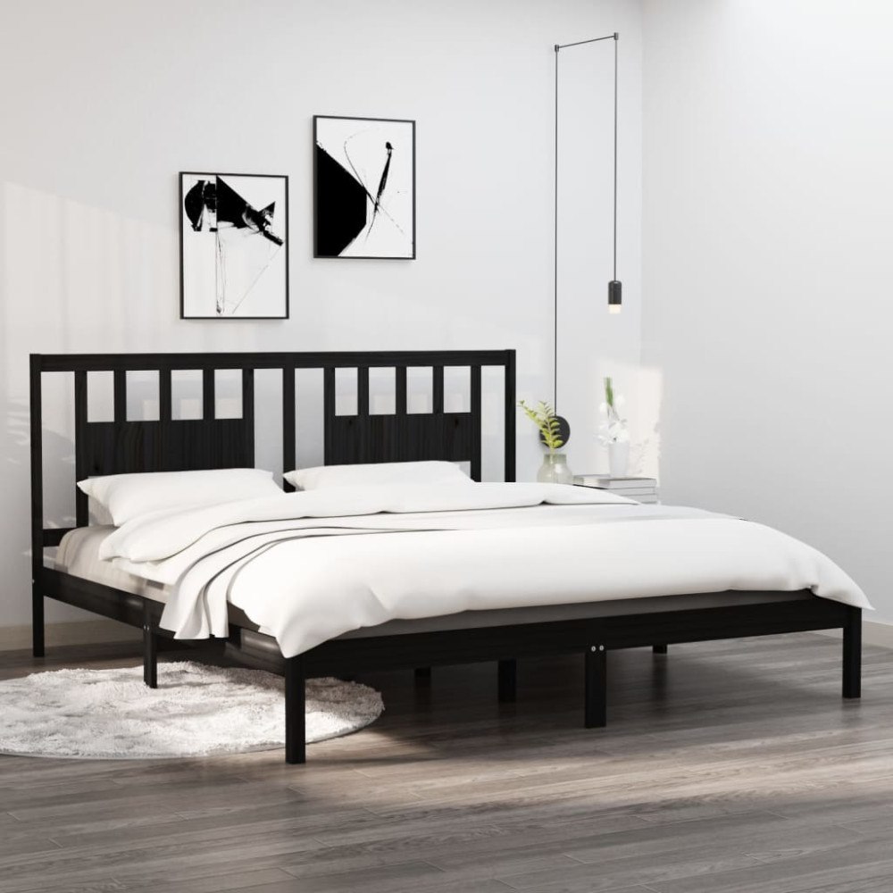 vidaXL Sängram svart massiv furu 200x200 cm