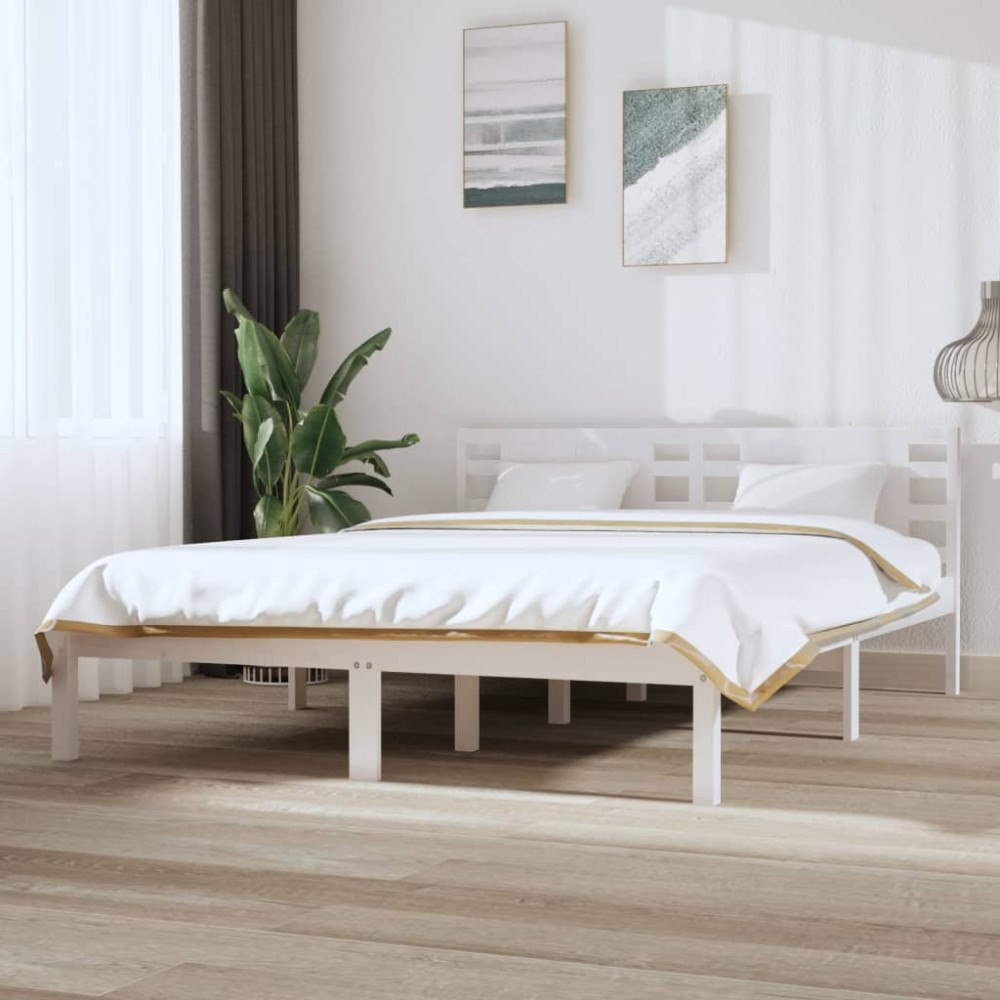 vidaXL Sängram utan madrass vit 120x200 cm massiv furu