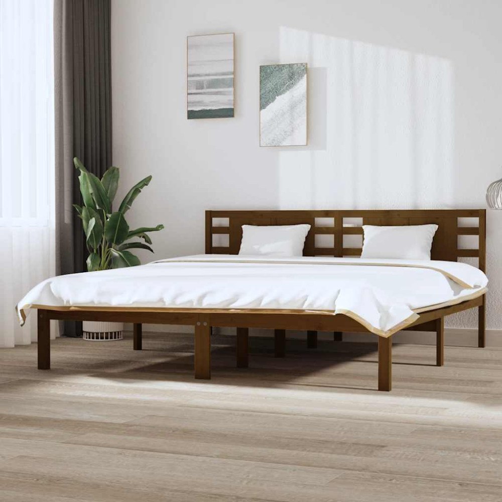 vidaXL Sängram honungsbrun massiv furu 200x200 cm