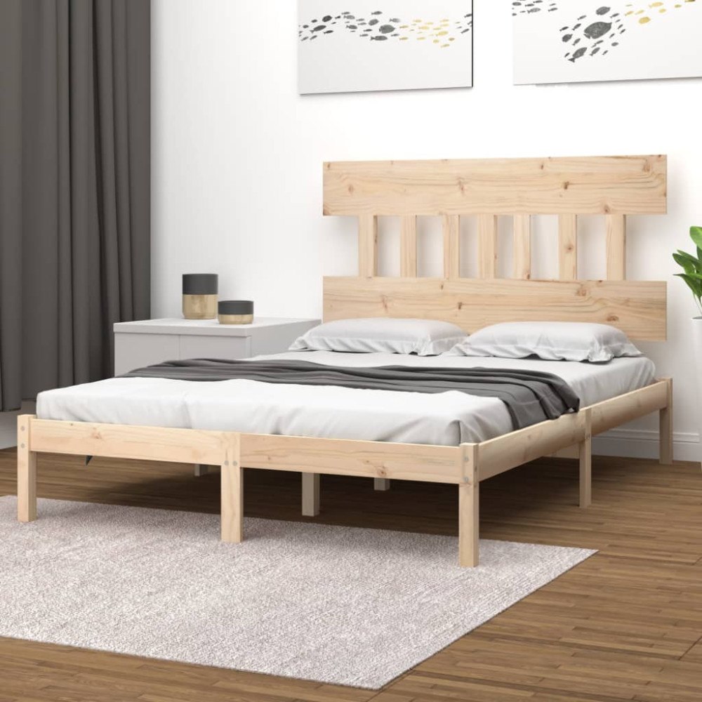 vidaXL Sängram massivt trä 135x190 cm