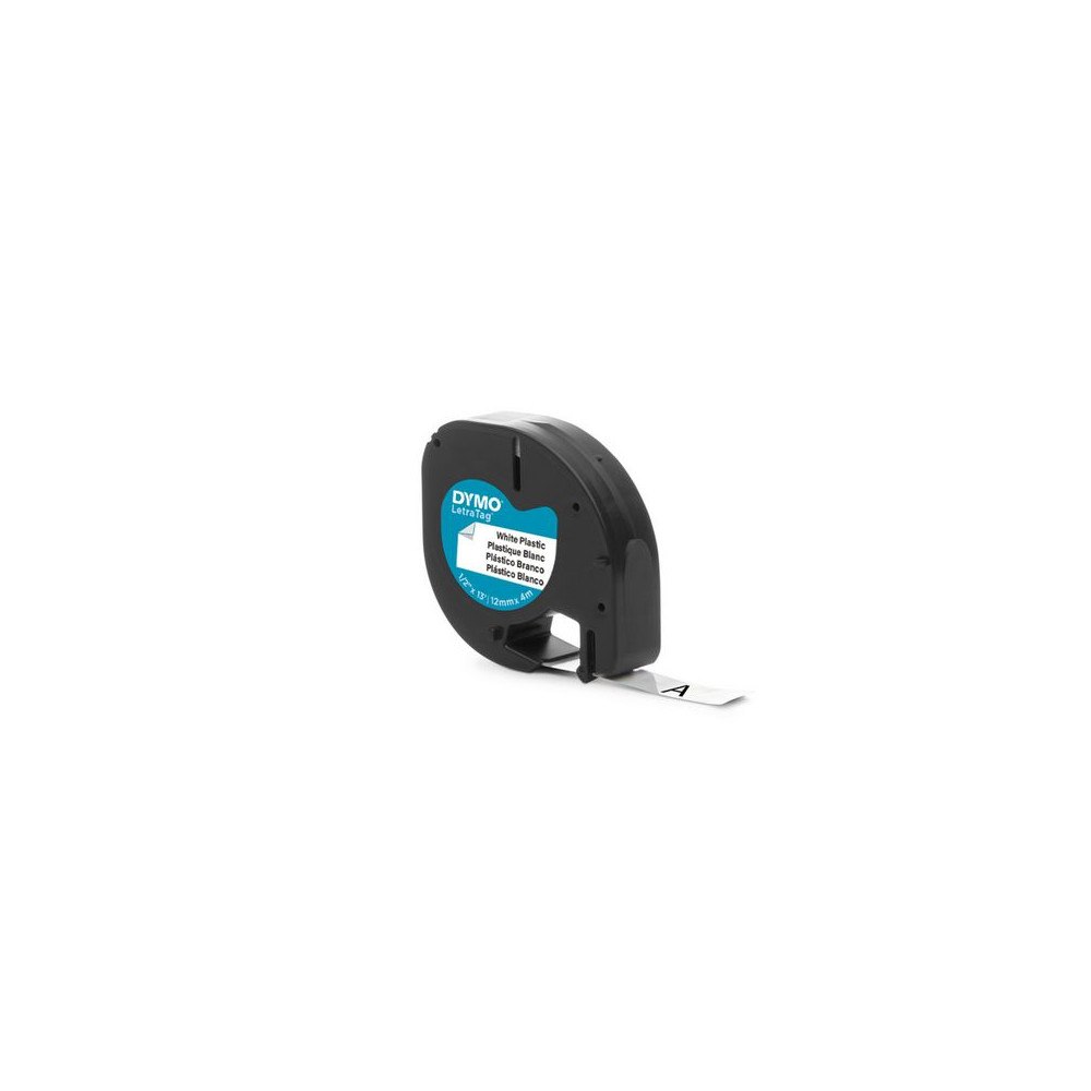 DYMO Tape LetraTag plast 12mm svart på vit