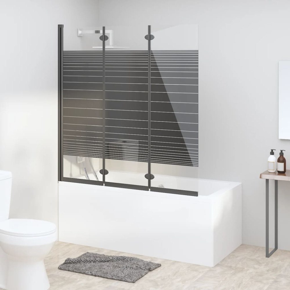 vidaXL Vikbar duschvägg 3 paneler 130x130 cm ESG svart