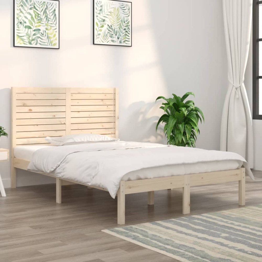 vidaXL Sängram massivt trä 135x190 cm