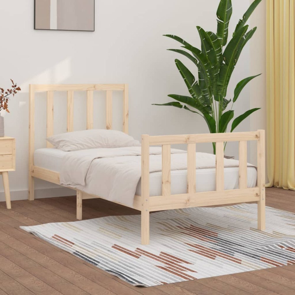 vidaXL Sängram massivt trä 90x190 cm