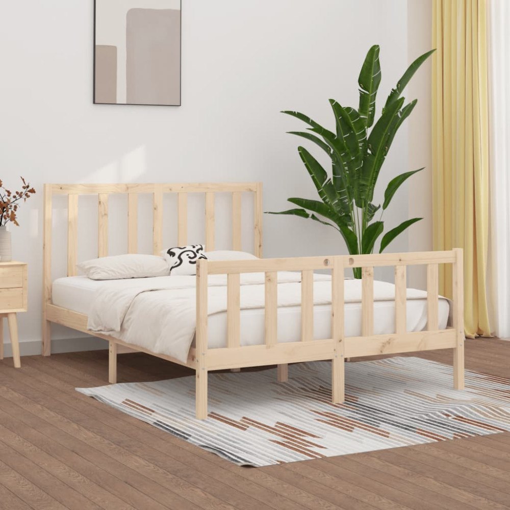 vidaXL Sängram massivt trä 120x190 cm