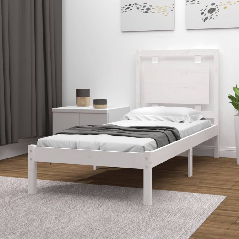 vidaXL Sängram vit massivt trä 100x200 cm