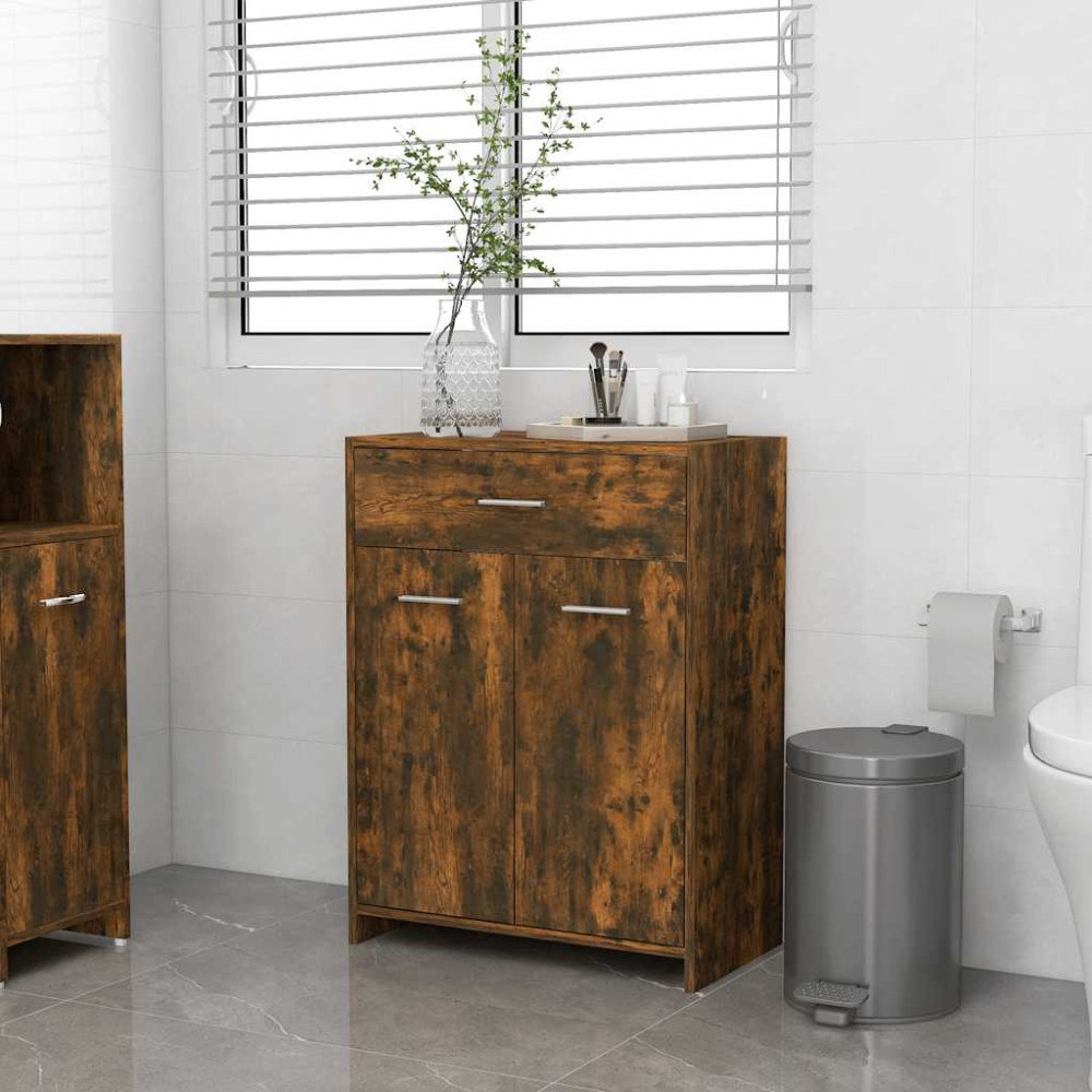 vidaXL Badrumsskåp rökfärgad ek 60x33x80 cm konstruerat trä