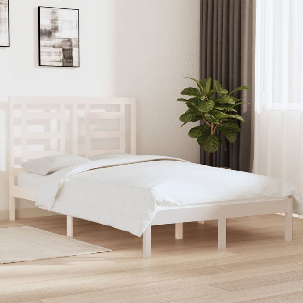 vidaXL Sängram utan madrass vit 120x200 cm massiv furu