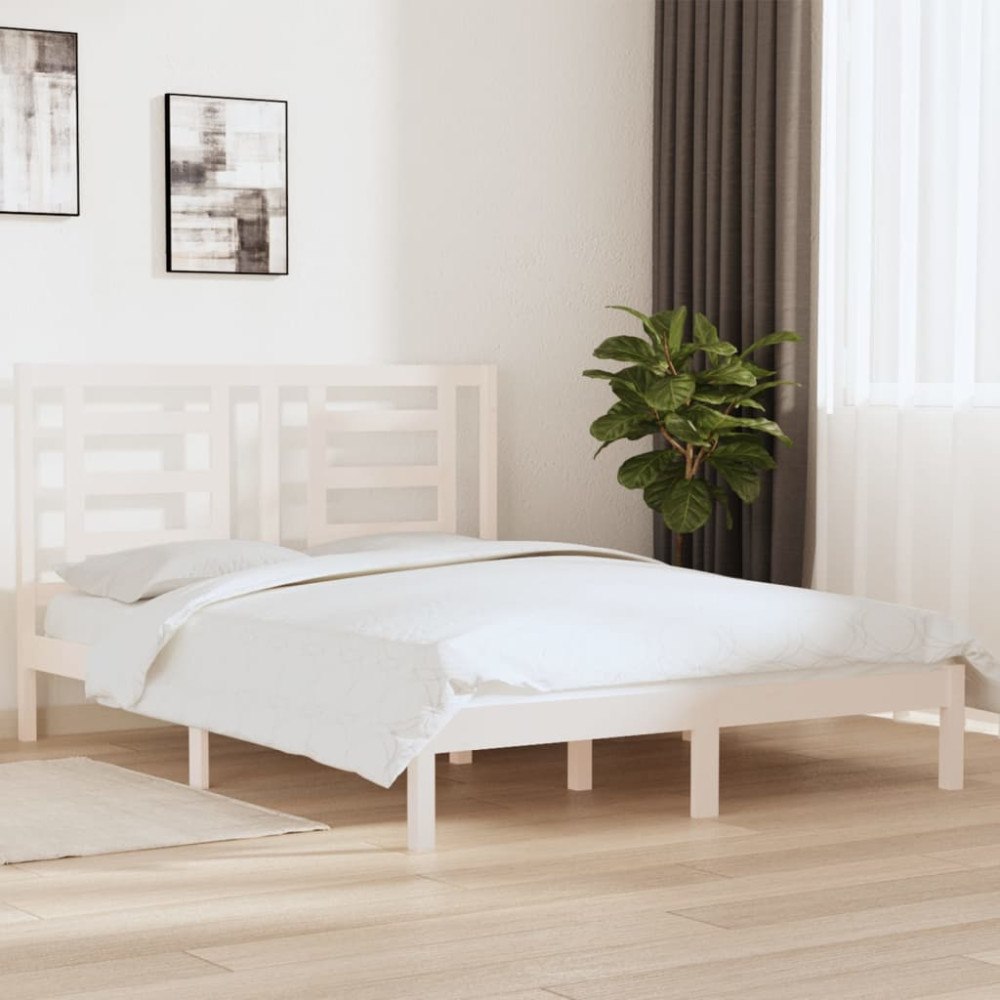 vidaXL Sängram utan madrass vit 160x200 cm massiv furu