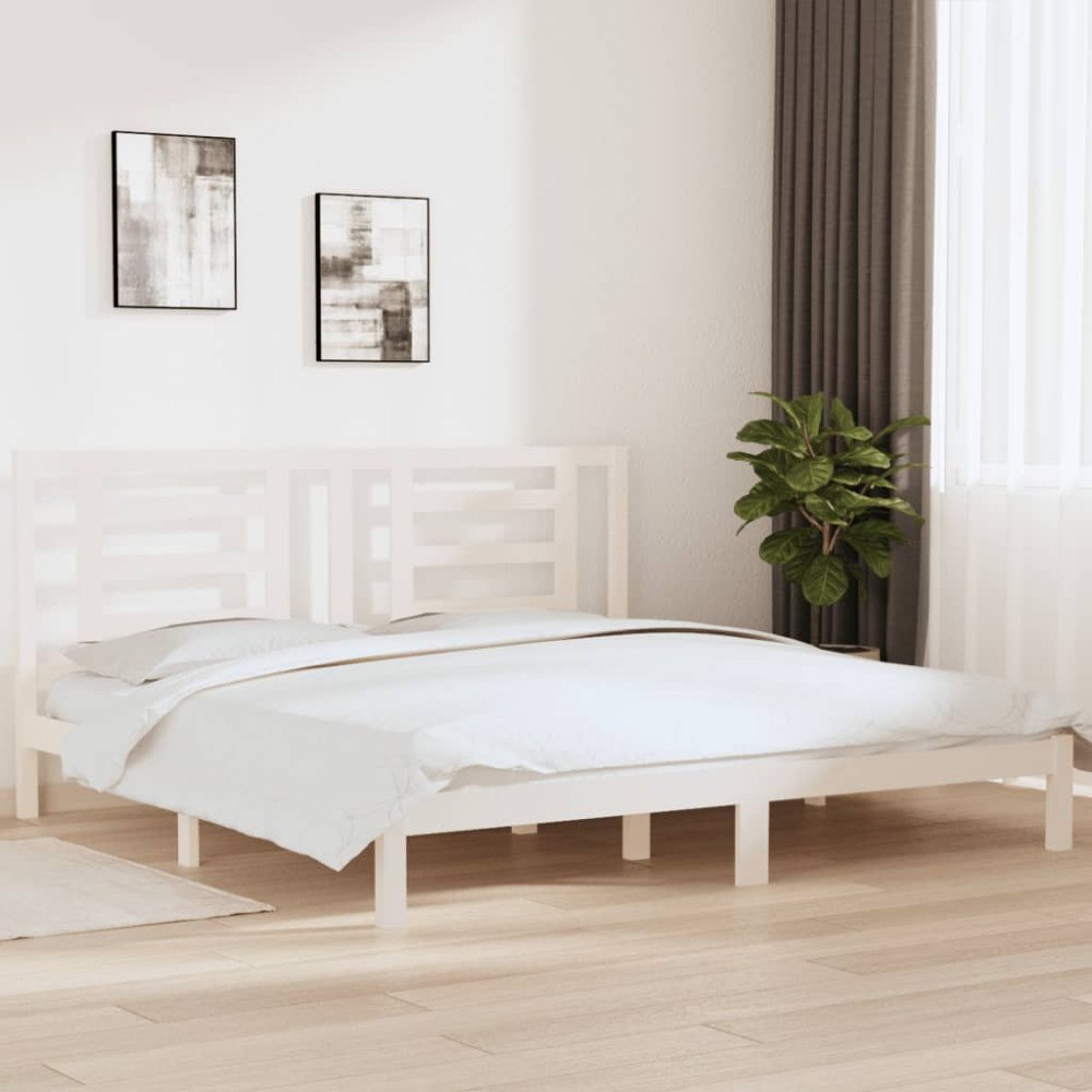 vidaXL Sängram utan madrass vit 200x200 cm massiv furu