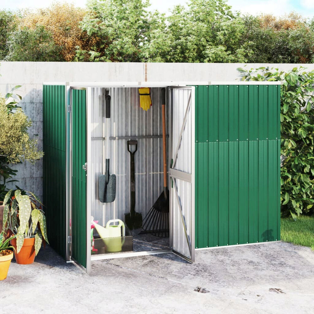 vidaXL Trädgårdsskjul grön 225x89x161 cm galvaniserat stål