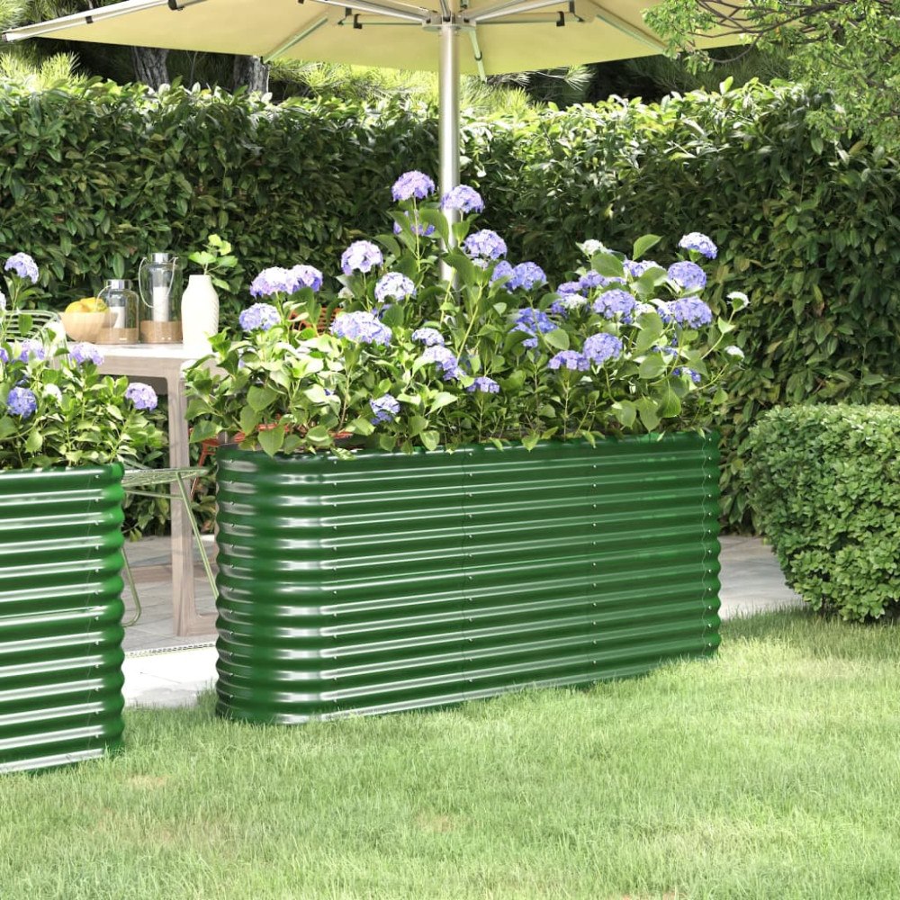 vidaXL Odlingslåda galvaniserat stål 152x40x68 cm grön