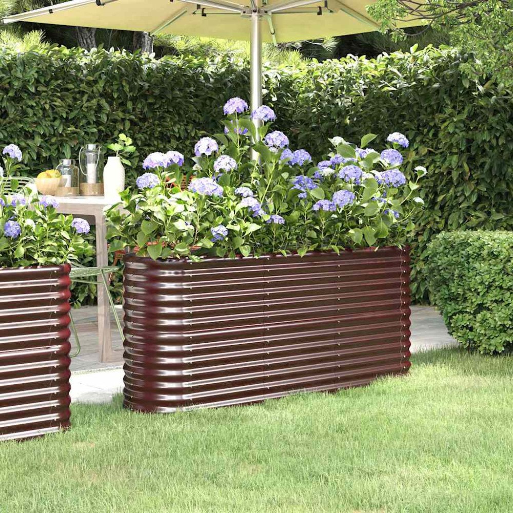 vidaXL Odlingslåda galvaniserat stål 152x40x68 cm brun