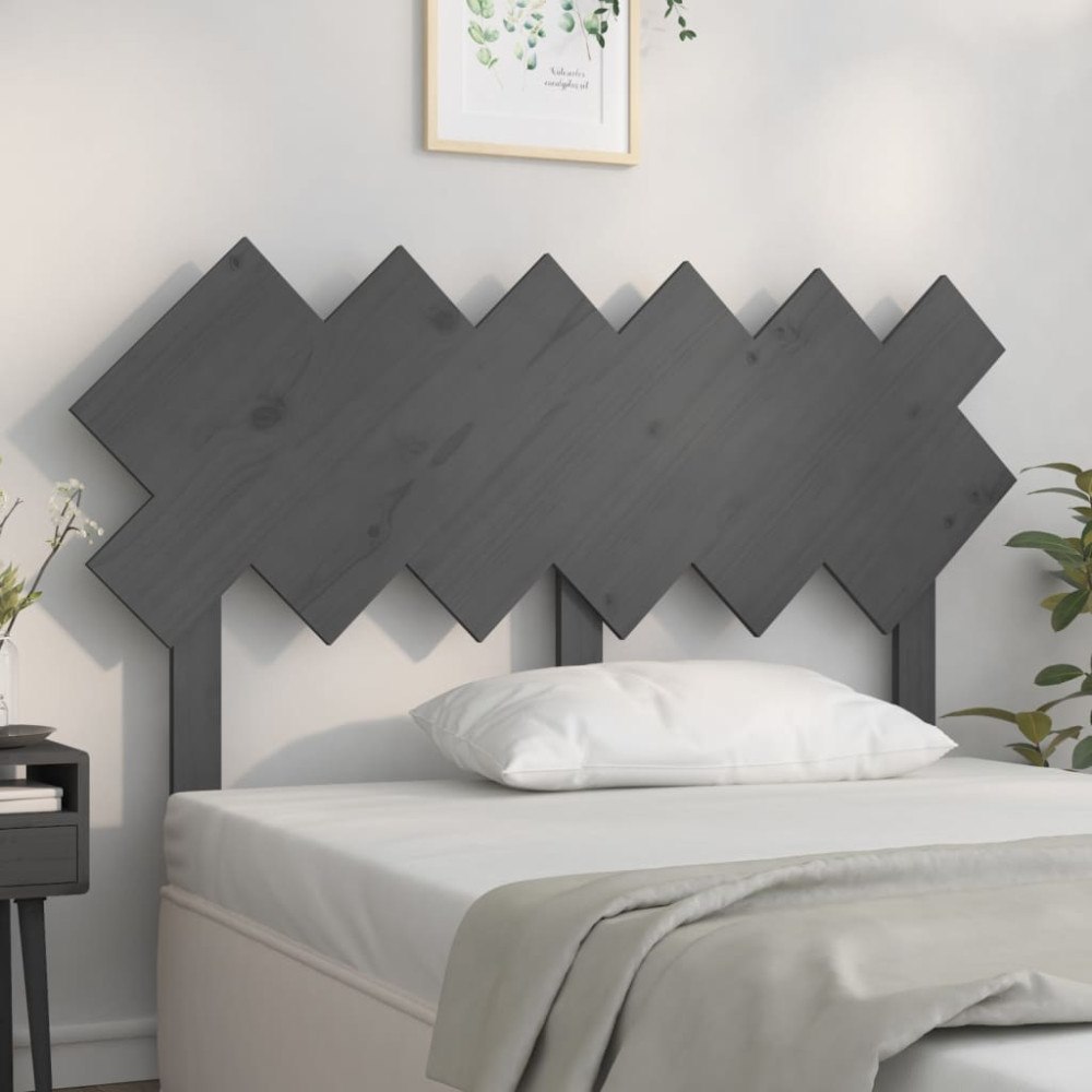 vidaXL Sänggavel grå 132x3x81 cm massiv furu