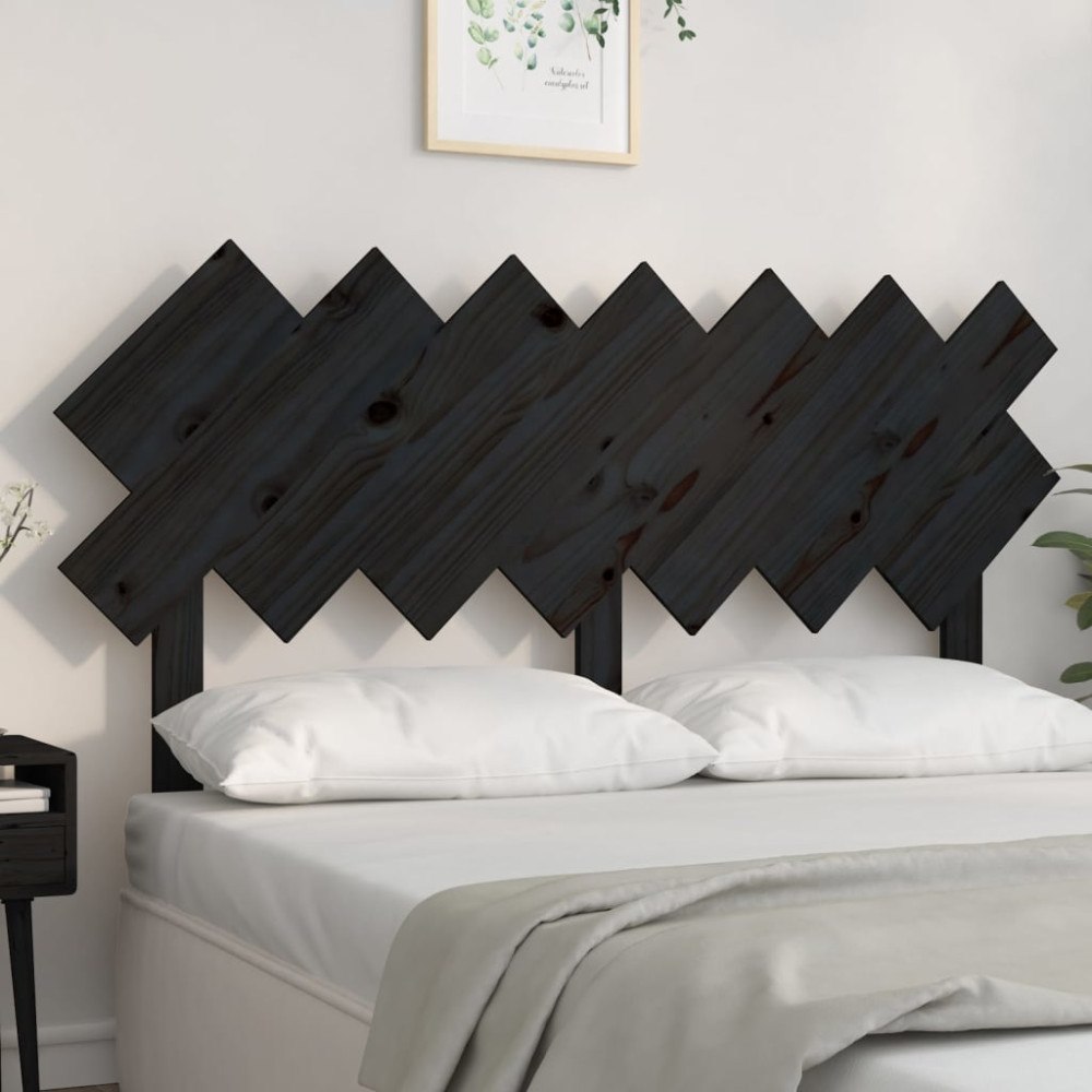 vidaXL Sänggavel svart 141x3x80,5 cm massiv furu