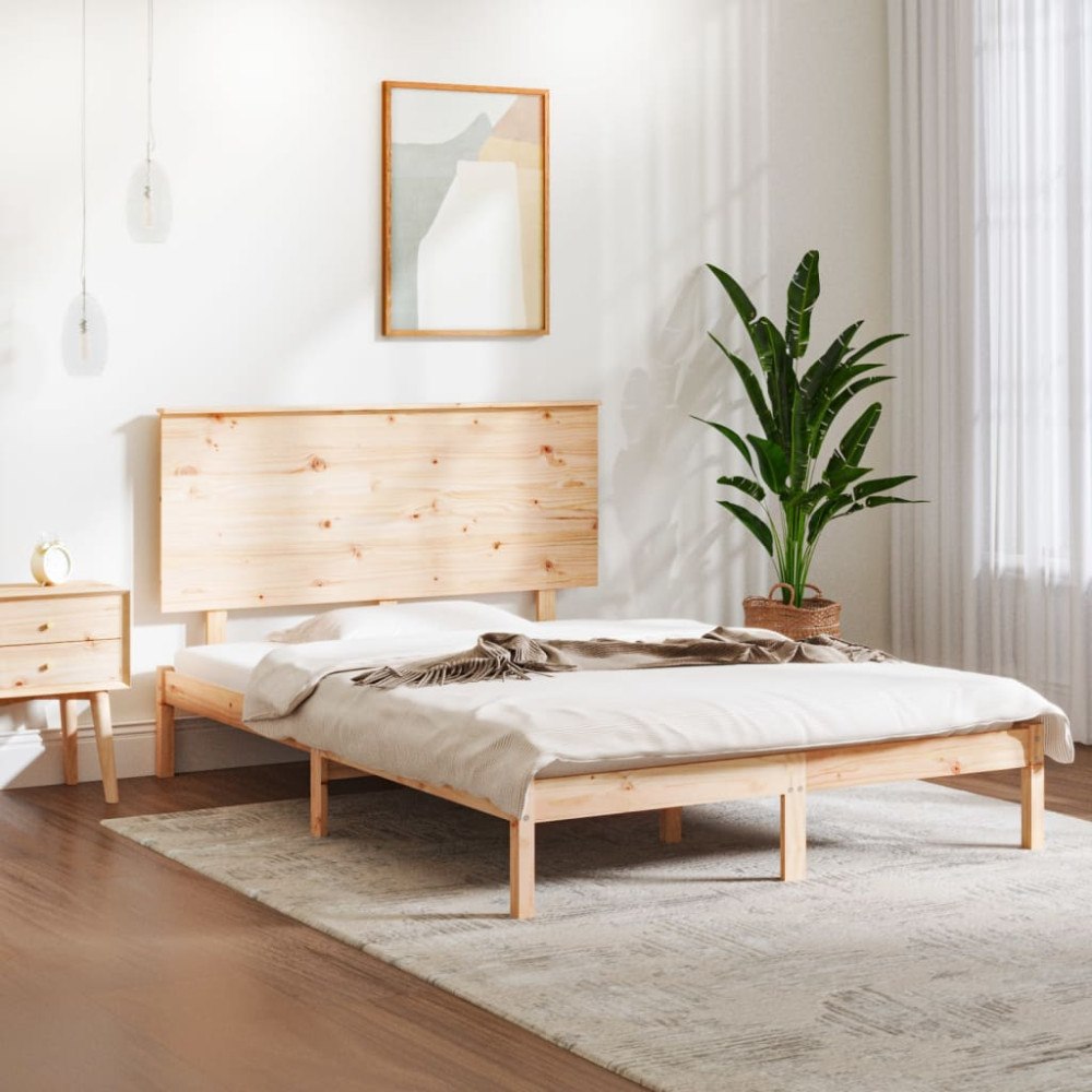 vidaXL Sängram utan madrass 140x190 cm massiv furu